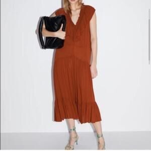 Zara Belted Ruffle Dress Size Medium